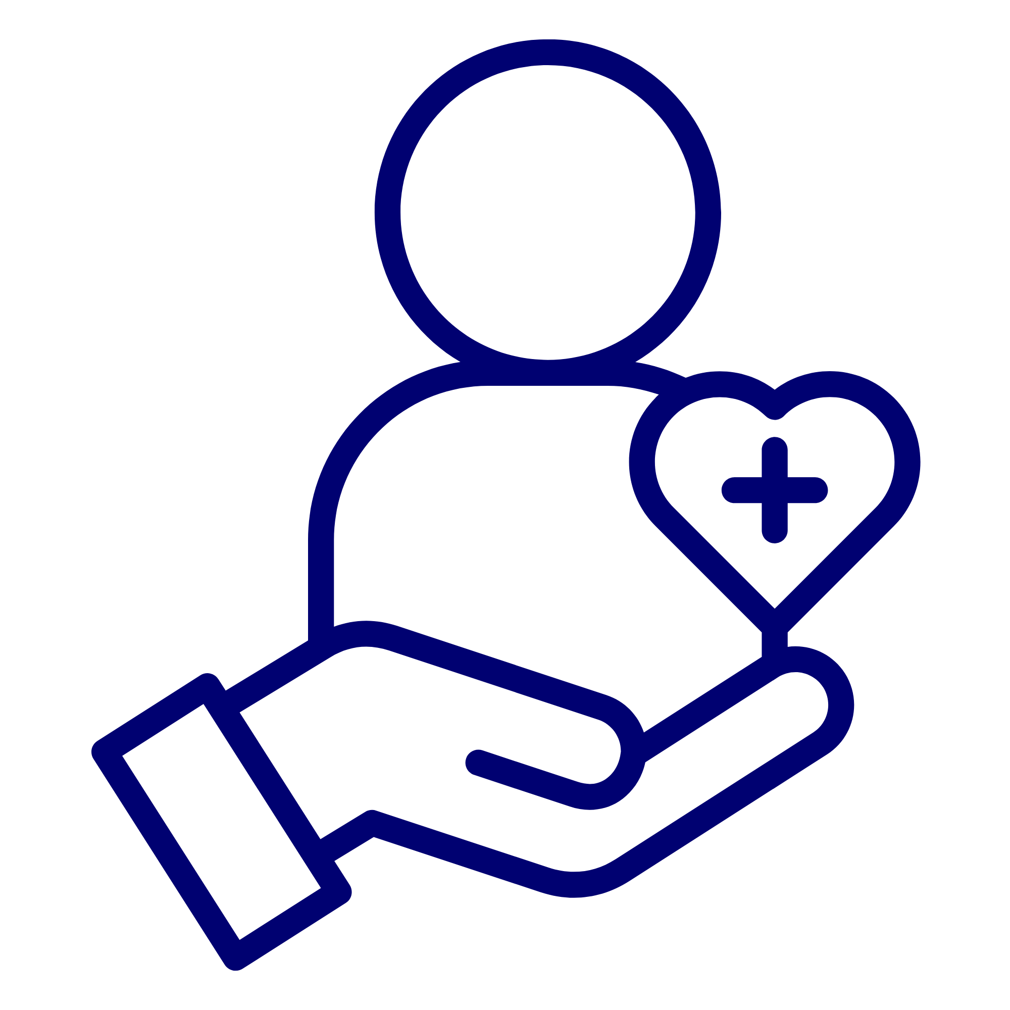 Open Loop Graphic of open hand holding a patient and a heart icon